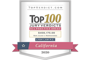 Top 100 Jury verdicts / All Practice Areas / Lyon Law P.C. / California 2020 - Badge